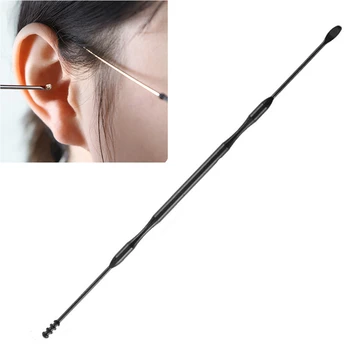 

5 PCS/Set Black Ear Pickers Cleaner Stainless Steel + Plastic Earpick Wax Remover Ear Pick Cleaner