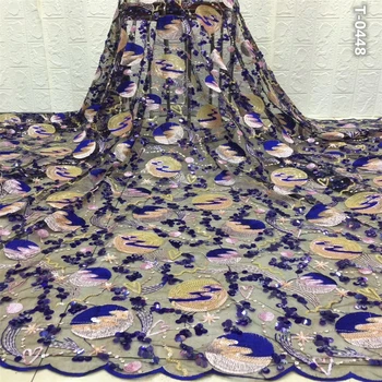 

Pretty African Lace Fabric With Sequins Design Latest Lace Fabric 2020 High Quality Tulle Sequins Lace Fabric for wedding dress