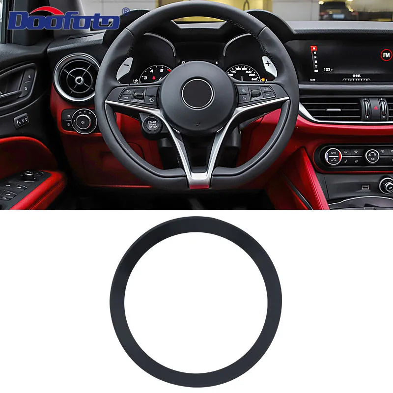Doofoto для Alfa Romeo Start Stop стильная кнопка Зажигания для автомобиля крышка кольцо кнопка пуска корпус Стайлинг Автомобильная наклейка для внутреннего интерьера аксессуары - Цвет: Black Ring
