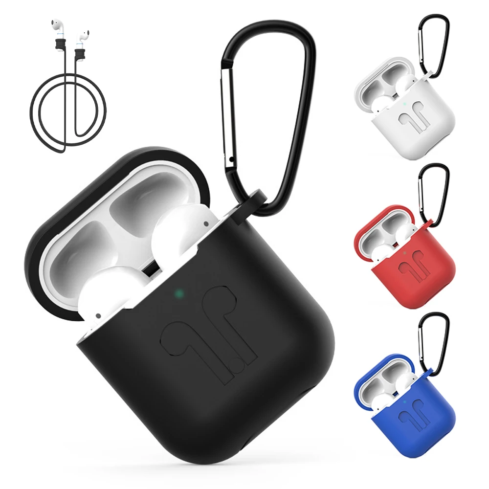 

3 Pcs Earphone Accessories Silicone Protective Skin Sleeve Cover Pouch Case Anti Lost Strap Carabiner Buckle For AirPods i12 i10