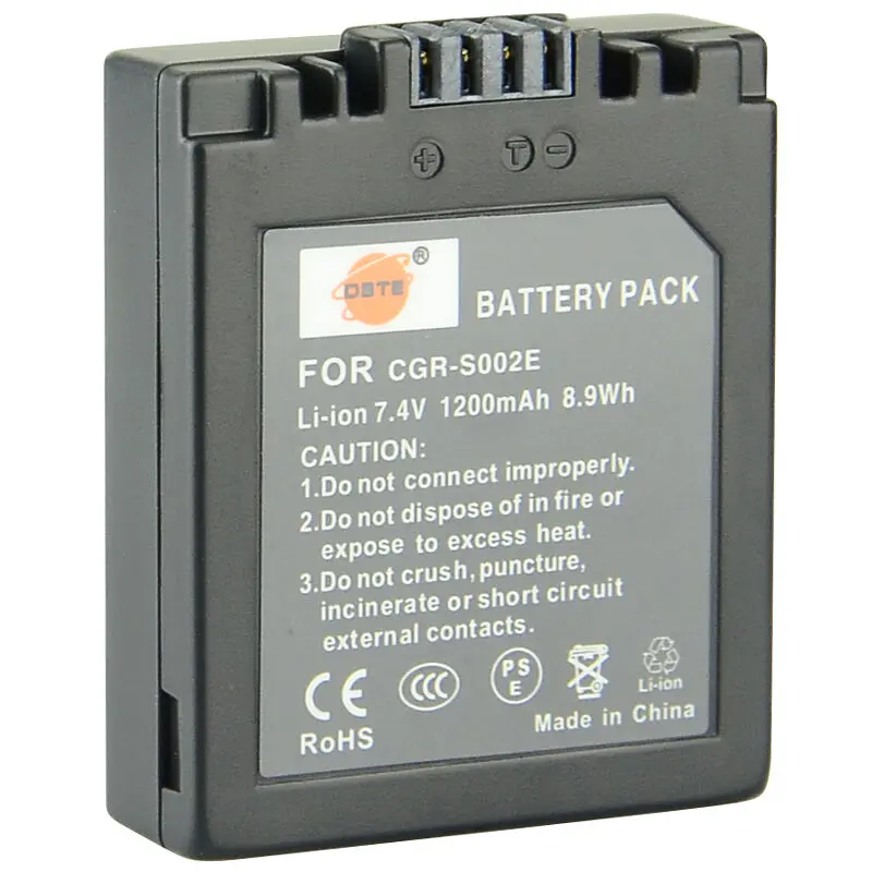 3 шт. 1200 мАч 7,4 V CGR-S002E DMW-BM7 S002 DSTE Батарея для цифрового фотоаппарата Panasonic LUMIX DMC-FZ5 DMC-FZ10 DMC-FZ20 DMC-FZ2 DMC-FZ4 - Цвет: 1Battery Only