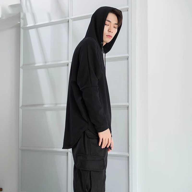 Men's coat autumn winter style hoodie loose with velvet thick hoodie men's casual sports shirt bat sleeve Europe and America