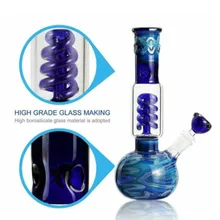 Bouteille de narguilé bleu en verre de 28cm, bol, accessoires de Shisha, Tube en verre, entonnoir, filtre, collecteur d'huile, cadeau de décoration intérieure