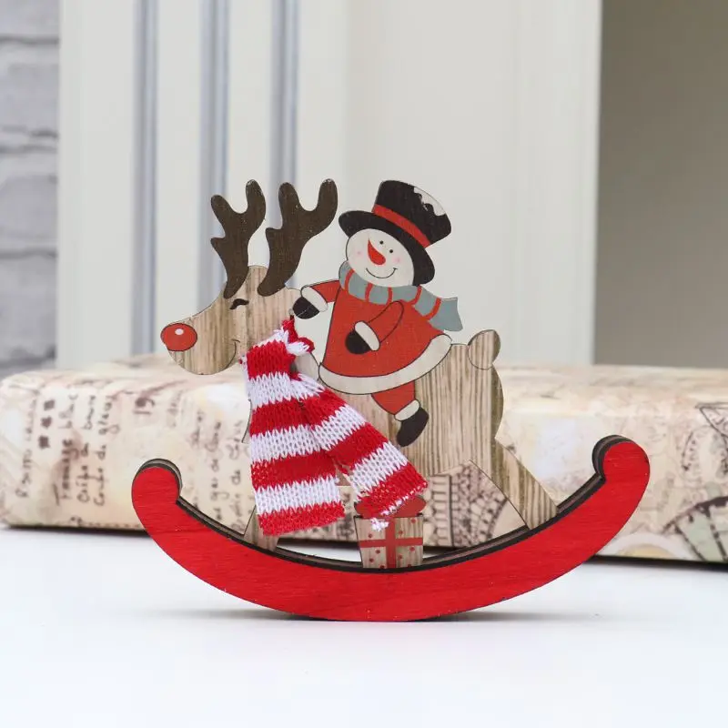 Деревянная лошадка-качалка, рождественская подвеска, настольная, офисная, Санта Клаус, лошадь, печатная, подвесная, Рождественский Декор, подарок для детей