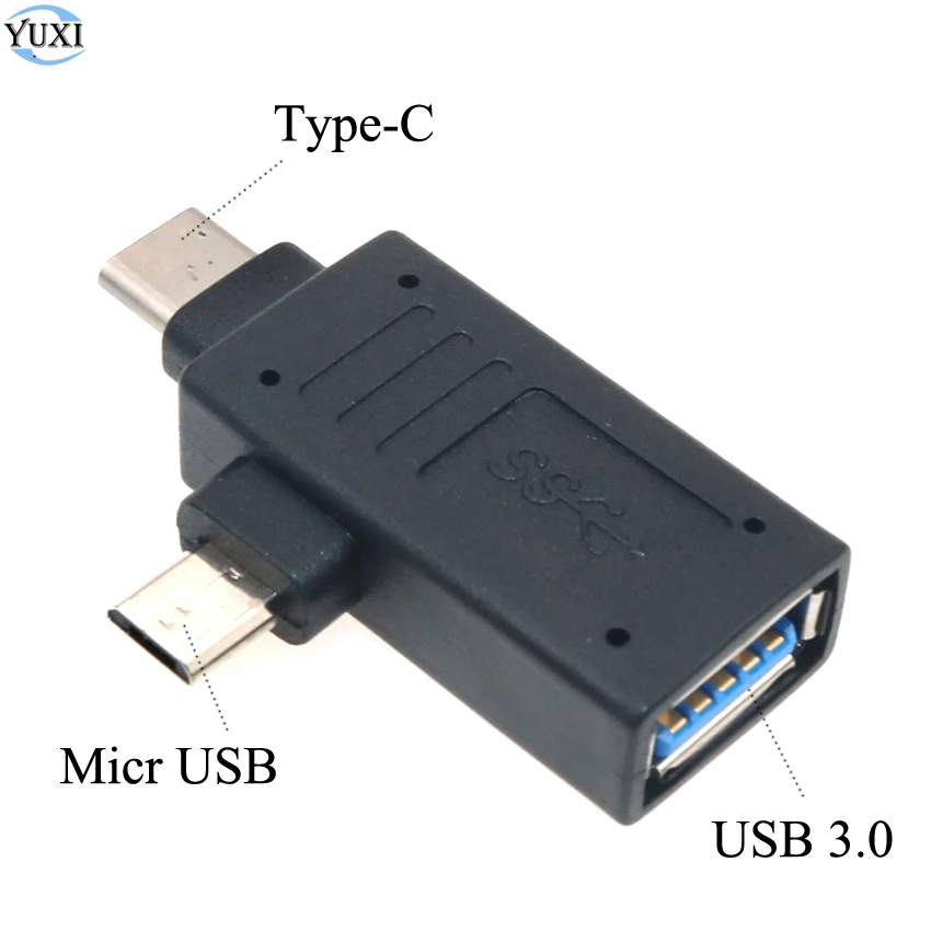 

YuXi USB 3.0 Female to USB 3.1 Type-C & Micro USB Adapter Connector USB3.0 Converter for charging data transfer flash drives