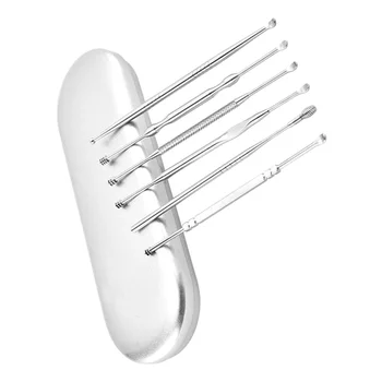 

1 Box/6pcs Ear Cleaning Tools Set Stainless Steel Ear Cleaner Ear Wax Removal Tool for Home Daily Use (Silver)