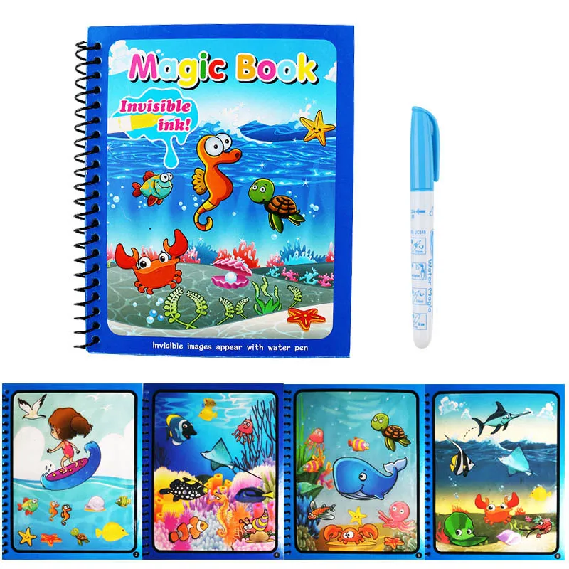 Волшебная водная живопись, книга для рисования водой, книга для раскрашивания, многоразовая мультяшная доска для рисования, детская игрушка для рисования, подарок для детей - Цвет: 4