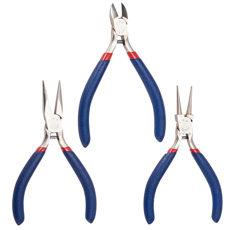 Pliers Set Ювелирные плоскогубцы инструменты, нержавеющая сталь короткие боковые режущие плоскогубцы, цепные плоскогубцы, круглый нос плоскогубцы ювелирные изделия DIY делая инструмент F80 - Цвет: Pliers Set