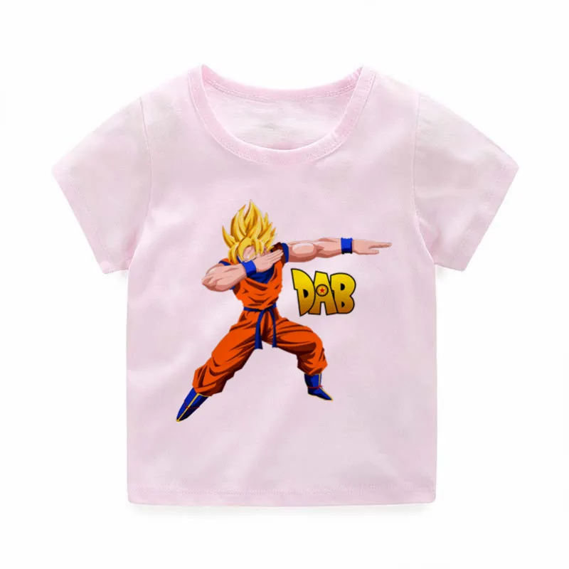 HKP2184B-pink Маленький мальчик и девочка вытирая Dragon Ball Z футболки Goku дeтскaя лeтняя со смешными героями из мультфильмов футболка для детей в стиле «Harajuku для мальчиков и девочек детская одежда - Цвет: HKP2184B-pink