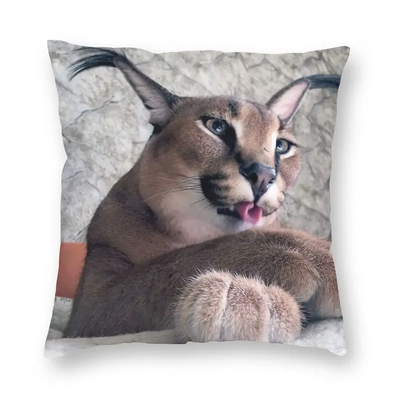 Cute floppa meme capa de almofada 45x45 decoração para casa dakimakura  engraçado caracal gato jogar capa de almofada para sala de estar housse de