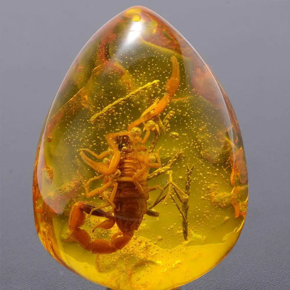 Insect Stone Natural Scorpions Inclusion Amber Baltic DIY Pendant Necklace Home Decorative Stone Wedding Party Gift ornament crafts miniature figurines miniature ornament