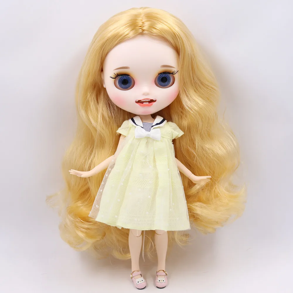 Ледяной обнаженный Blyth Кукла № BL3071 светлые волосы резные губы открытый рот матовые индивидуальные лица сустава тело 1/6 bjd
