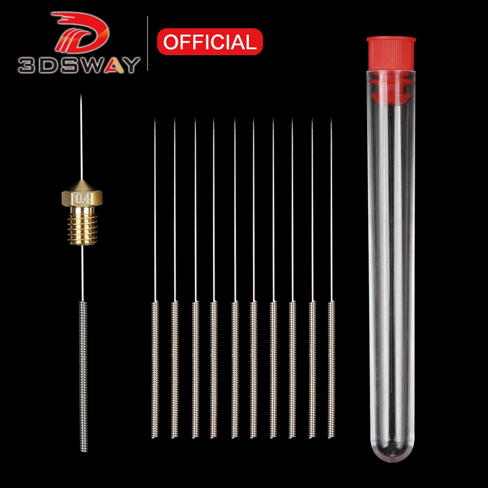 3DSWAY 10pcs Stainless Steel Nozzle Cleaning Needles Tool 0.2 0.3 0.4mm Drill Cleaner DIY Kit For V6 MK8 Nozzle 3D Printer Parts printer 3d 21 nozzle pcs and cleaning kit 0 4 mm mk8 nozzles 0 4 mm needles and 1 pack tweezers tool kit stainless steel nozzles