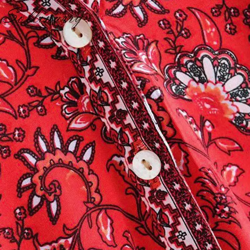 Sollinarr Boho Цветочные женские летние платья, праздничное повседневное короткое платье на завязках, женское модное платье с высокой талией и v-образным вырезом, Vestido