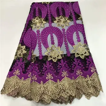 

African Lace Fabric with Stones French Tulle Lace Fabric High Quality Guipure Lace Nigerian Net Lace Fabrics For woman dress