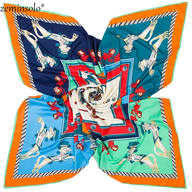 

2020 Spring New Design Luxury Brand Scarf Bandana Twill Silk Square Scarf For Women Kerchief Wraps Scarves For Ladies Shawls