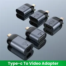 Uhd 8k tipo-c para hdmi/vga/dp/rj45/mini dp conversor de vídeo 4k 60hz usb tipo c adaptador para samsung huawei xiaomi macbook navio rápido