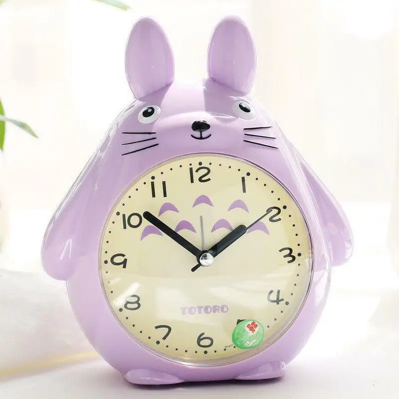 purple Мультфильм Тоторо будильник Современный дизайн милые дети кварцевые настольные часы подарок студенческий домашний декор настенные часы Новинка - Цвет: purple