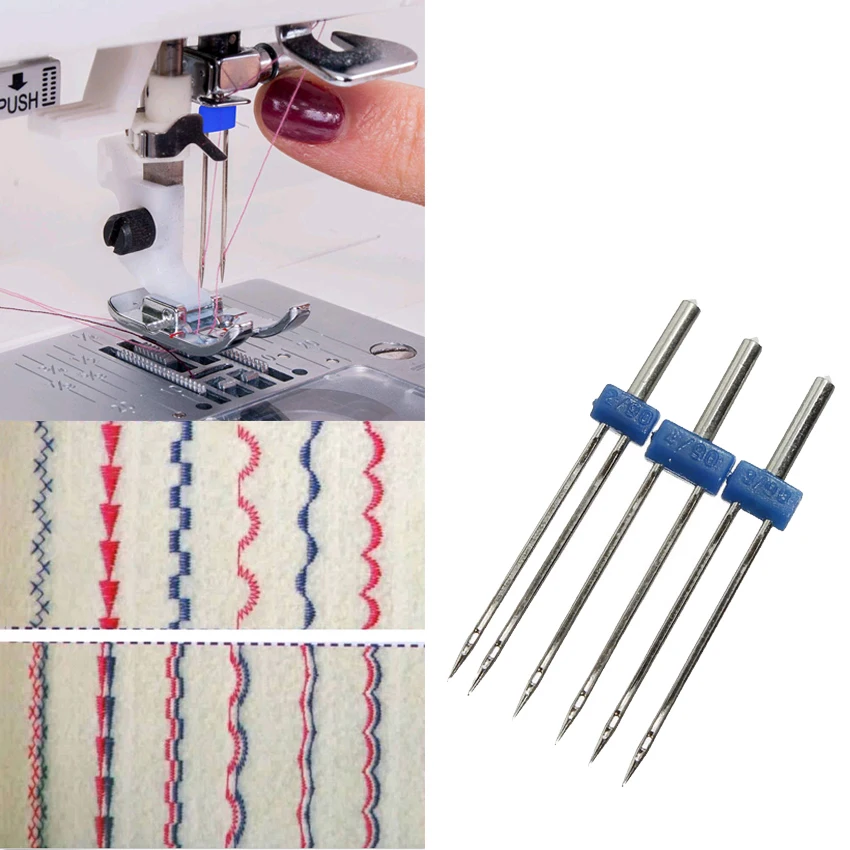 3Pcs Double Twin Needles Pins Sewing Machine 2.0/90 3.0/90 4.0/90 Size Set R 