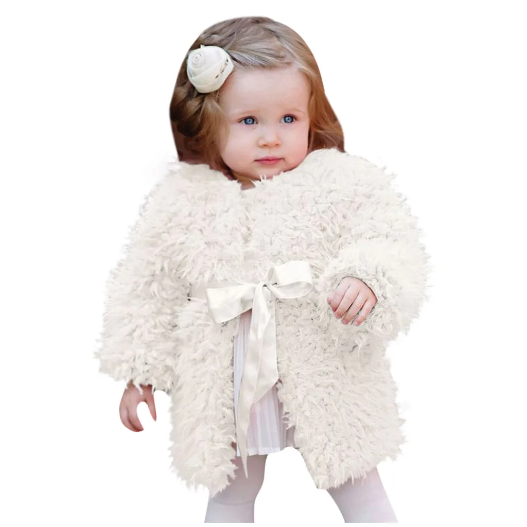 Toddler Kids Baby Girl Winter Fleece Faux Fur Warm Cardigan Coat Outwear Tops