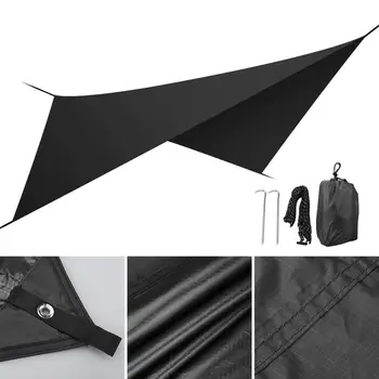 

Ultralight Camping Mat Waterproof Tent Tarp Sun Shelter Black 4x3M For Picnic Beach Blanket Hiking Tourist