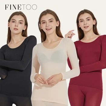 

FINETOO Thermal Set For Women Warm Long Johns Winter Women's Underwear Set Seamless Elastic Thermal Inner Wear Ladies Warm Suit