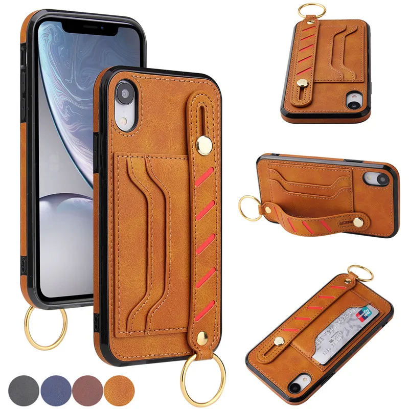 Чехол с держателем для карт iPhone XR XS 12 Mini 11 Pro Max SE 2020 6 6S 7 8 Plus кожаный чехол бумажник