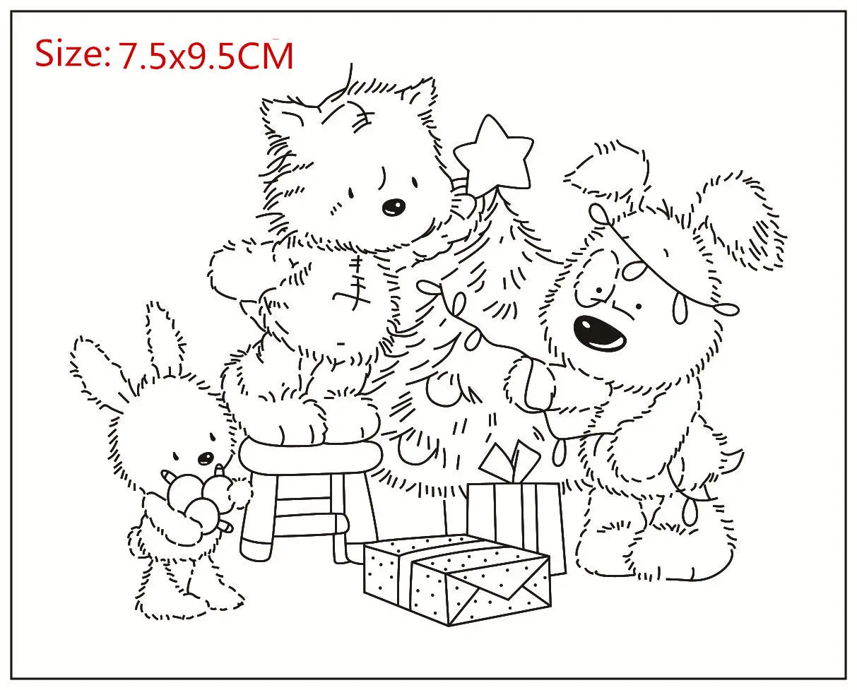 Прозрачный силиконовый штамп с животными и металлический штамп/печать для