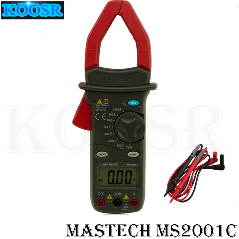 MASTECH MS2001C цифровой клещи 3 1/2 AC DC Amp Вольт Ом Температура мультиметр тестер детектор с диодом и подсветкой DMM