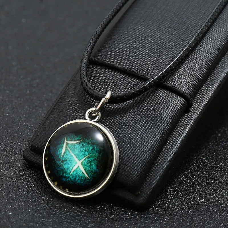 NIUYITID ожерелье со знаком зодиака для мужчин 12 Созвездие дизайн Велосипедный спорт астрологическое ожерелье для женщин мужчин круглые ювелирные изделия Прямая - Окраска металла: Sagittarius