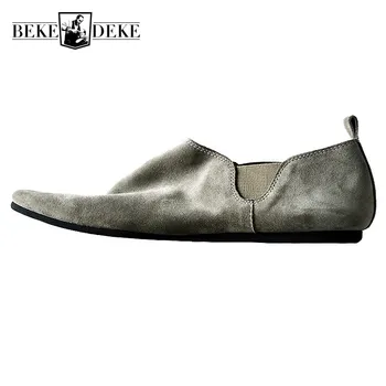 

Leather Harajuku Male Genuine Cow Suede Loafers Fashion Casual Slip On Flat Lazy Shoes Streetwear Zapatos De Hombre Plus Size