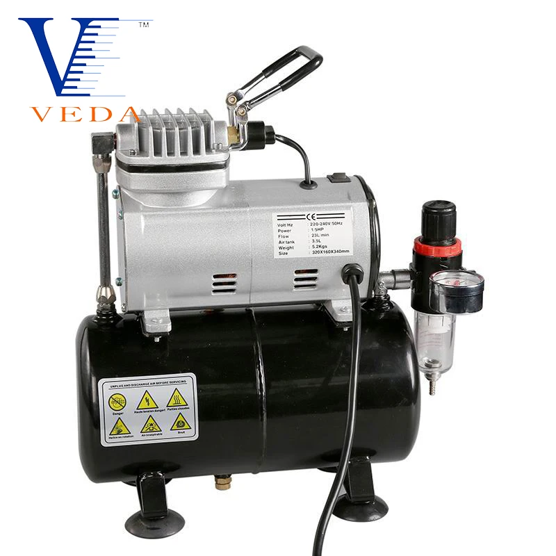 Professional Tool Mini Oil-less Air Compressor With Tank 1/5 Hp Piston  Airbrush Compressor Spraying