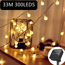 Guirlande solaire à 300led, boule, chaîne, ampoule, féerique, en plein air, fête de mariage, décoration de noël, maison, nouvel an, 2022