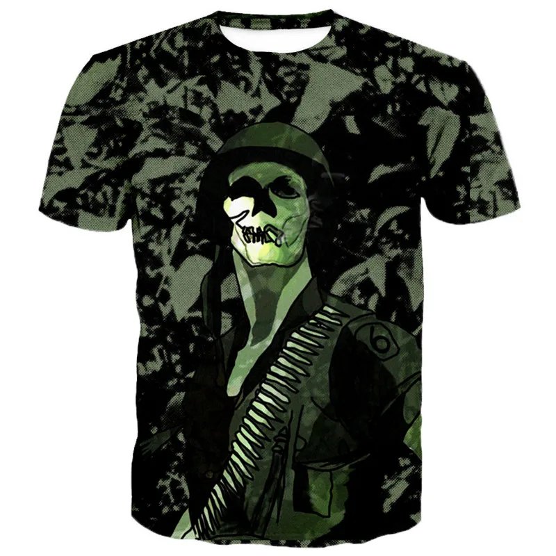 Камуфляжная футболка ConMotion с принтом черепа американского солдата повседневные