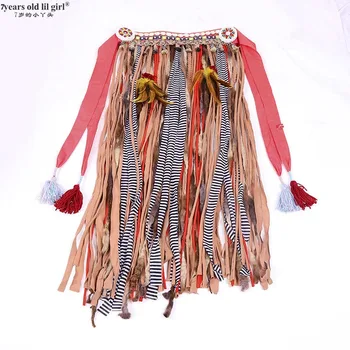 

New Gothic Tribal belly dance Fringe Tassel Belt 2piece Copper Belly Dancing Waist Belt Hip Scarf