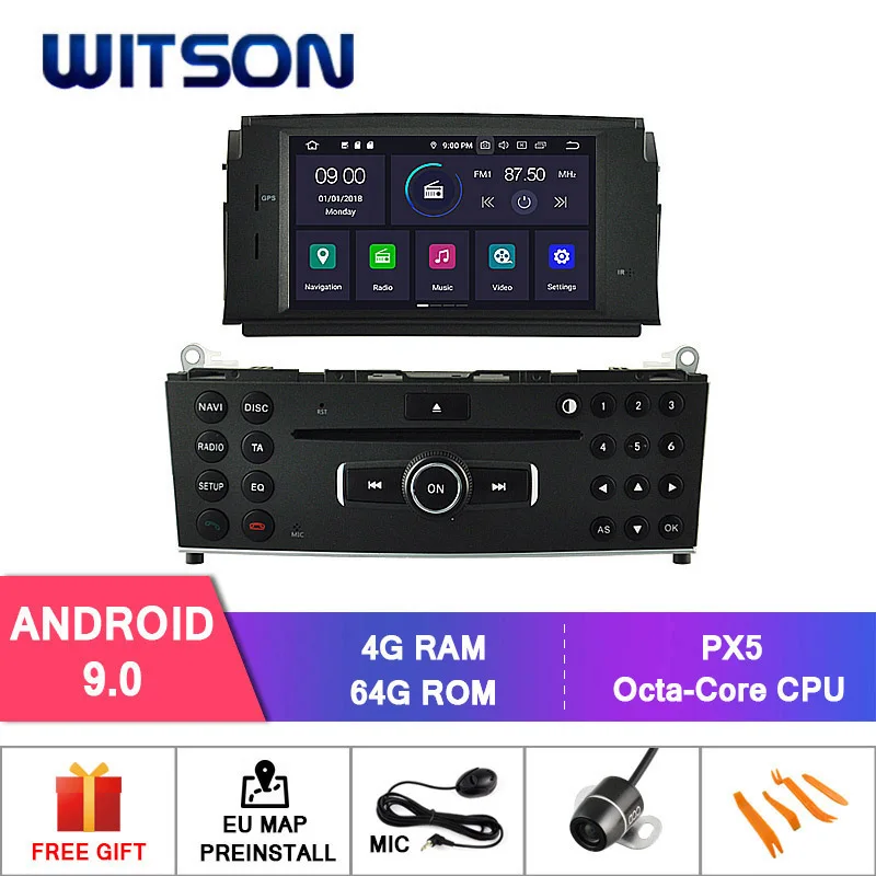 DE со! WITSON Android 9,0 Восьмиядерный PX5 Android 9,0 автомобильный dvd-плеер для Mercedes Benz C200 C180 W204 2007 Автомобильный gps навигатор - Цвет: PX5  64GB ROM