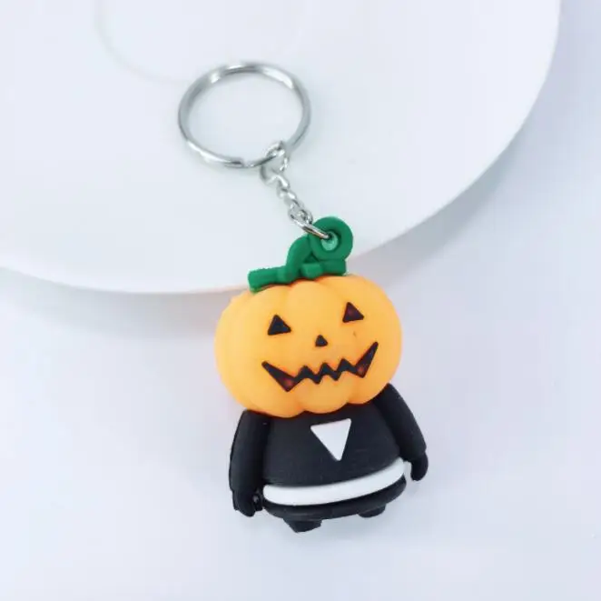 100pcslot holloween pvc keychain unisex ghost pumpkin key ring children holloween gift