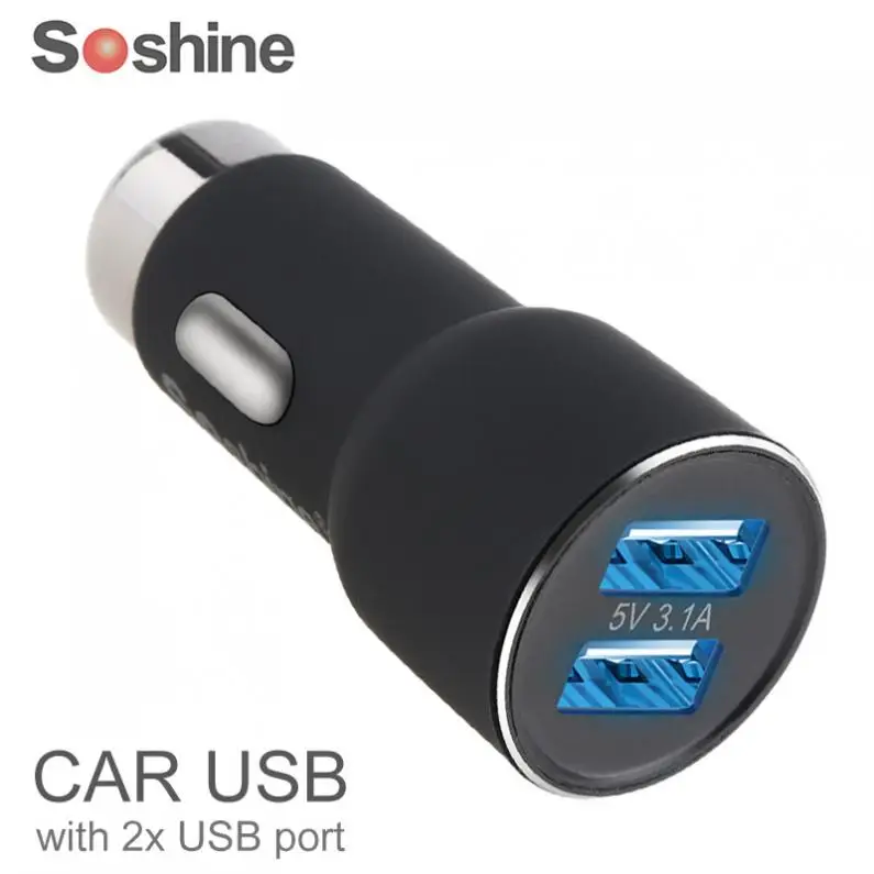 Soshine 5V DC 3,1 A ток автомобильное зарядное устройство с 2 x USB портом для смартфона