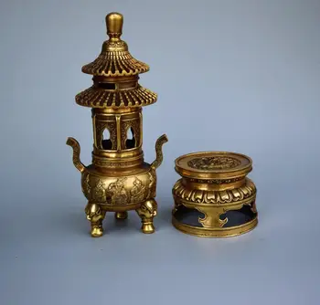 

Copper statue Pure copper double dragon playing pearl incense burner