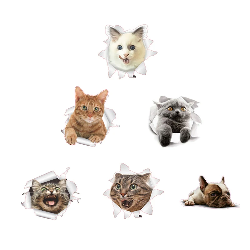 

Waterproof Refreigter Poster Wall Sticker Cute Kitchen 3D Cat Dog Sticker Toilet Living Room Home DecorDecor Art Poster DIY PVC