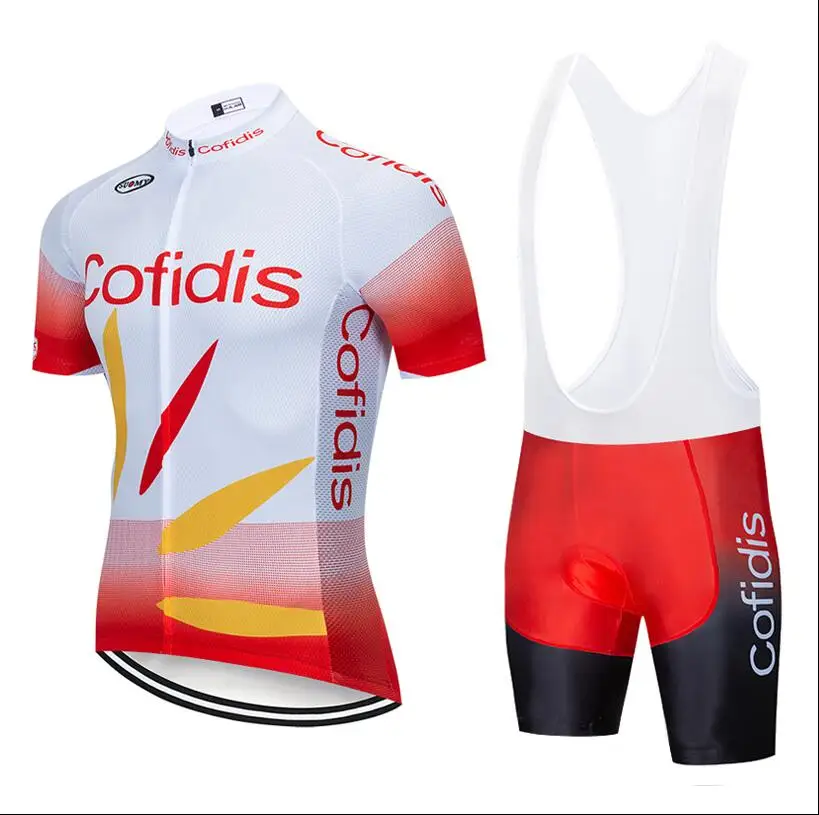 Команда COFIDIS велосипедная одежда 20D велосипедные шорты полный костюм Ropa Ciclismo быстросохнущая bi-велоспорт Джерси мейло нарукавники - Цвет: Красный