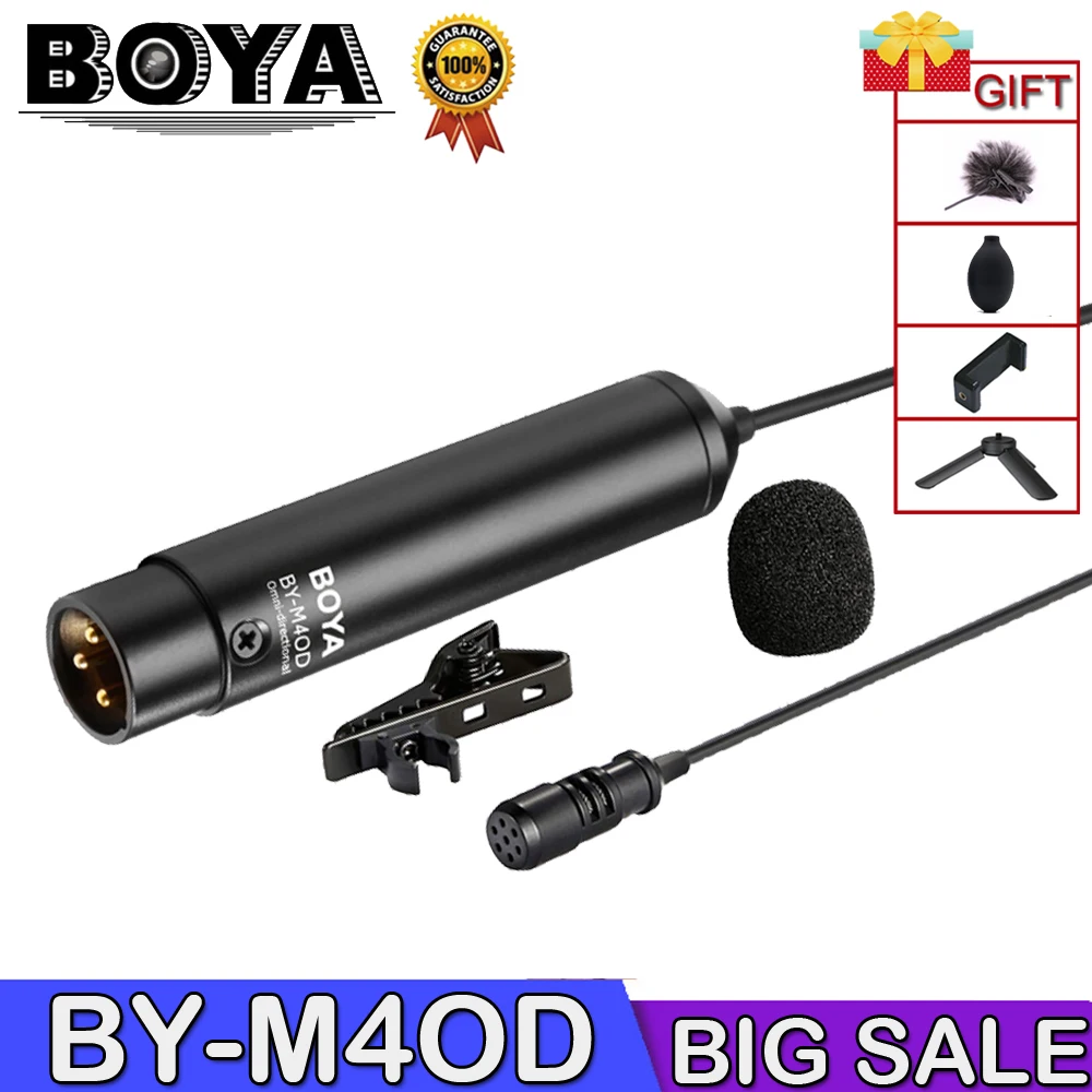 

BOYA BY-M4OD XLR Lavalier Condenser Microphone Lapel Clip-on Mic for Camera with Omni-directional Polar pattern for Camcorders