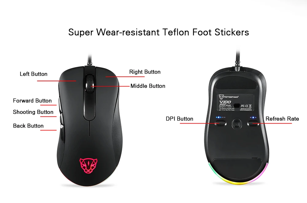 MOTOSPEED V100 RGB Проводная игровая клавиатура Мышь оригинальный PAW3327 Оптический