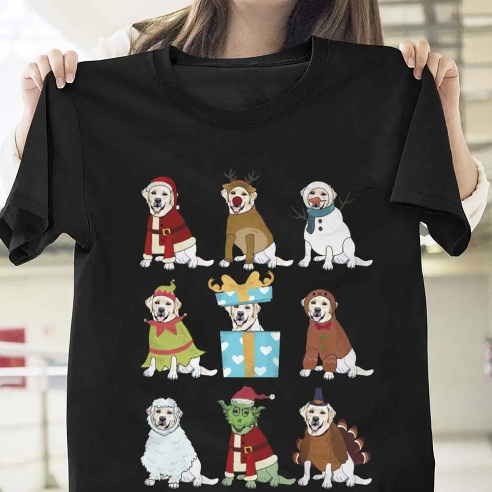 Labrador Retriever Christmas T Shirt Black Cotton Men Cartoon t shirt men Unisex New Fashion tshirtfunny tops | Мужская одежда