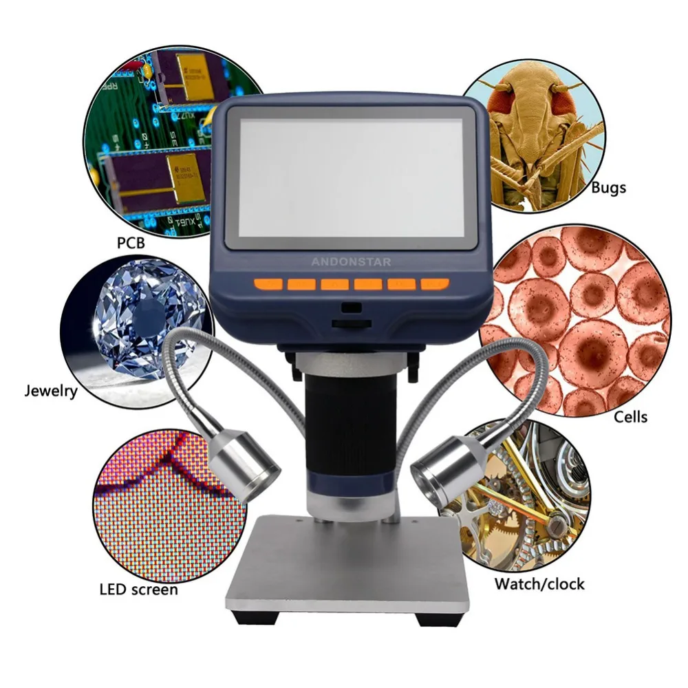 AD106S 10X-220X 4," ЖК-цифровой микроскоп Прочный USB регулируемый светильник Microscopio 30f/s HD светодиодный экран микроскоп