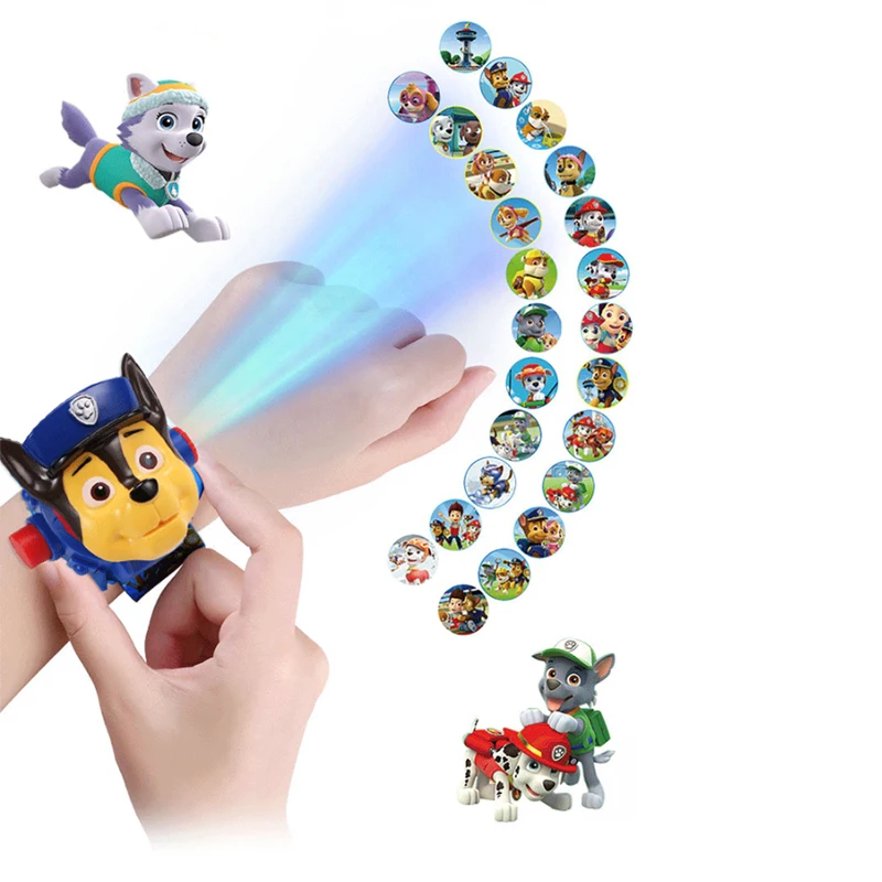 

Paw patrol toys set 3D Projection watch Action figure Birthday Anime figure Patrulla Canina Toy Gift