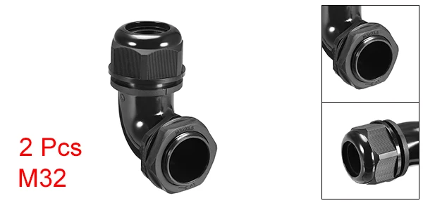 M32 for 15-22mm Uxcell 2 шт. M16 M20 M25 M32 кабельный ввод 90 градусов Водонепроницаемый шарнир для 4-7 мм 6-10 мм 6-11 мм 9-14mm13-18mm Dia кабель черный - Цвет: M32 for 15-22mm