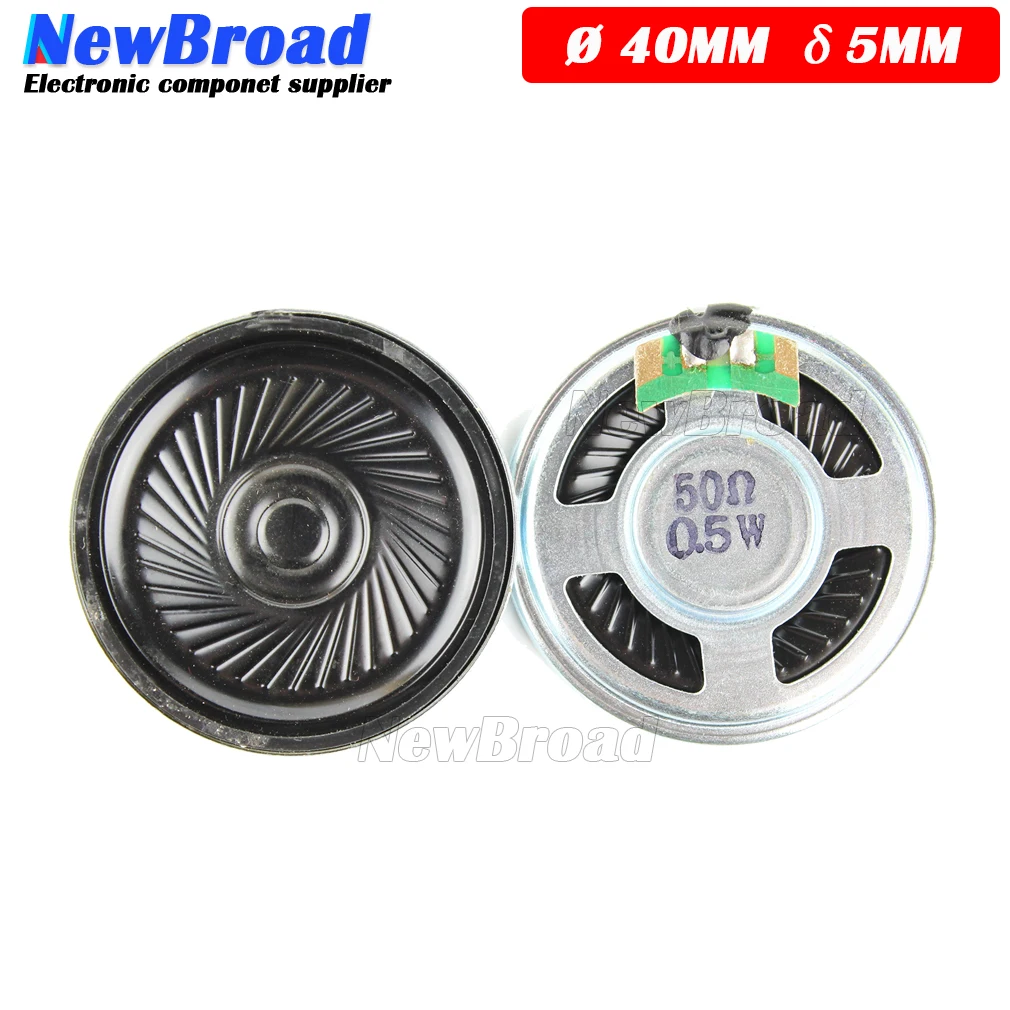 2pcs/lot Ultra-thin Mini Speaker 50 ohms 0.5 watt 0.5W 50R Diameter 40MM 4CM thickness 5MM