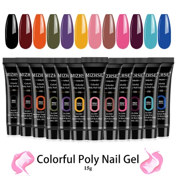 

MIZHSE Nail Gel Polish Acrylic Poly UV Gel Neon Colors LED Hard Builder Nail Gel For Gel Manicure Finger Extension Nails Art