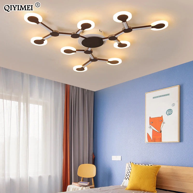 Современные светодиодные потолочные лампы для гостиной спальни 95-265 в Внутреннее освещение потолочный светильник с дистанционным управлением